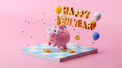 Happy New Year!!! 3d c4d cinema 4d game illustration isometric isometric room low poly lowpoly octane