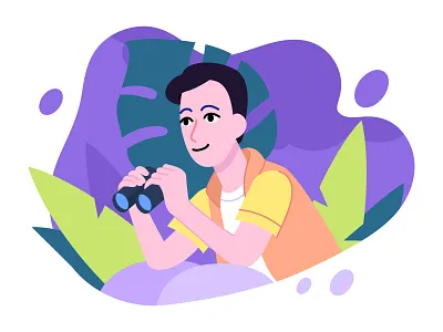 A boy watches the wild nature adobe ai design drawing illustration illustrator nature nature illustration purple vector