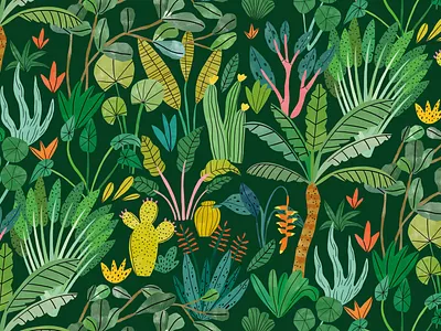 Live Green bodil jane digital drawn folioart illustration jungle line pattern plants