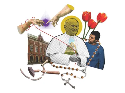 St. Pope John Paul II collage collage art design flat iconography illustrator pope saint vector