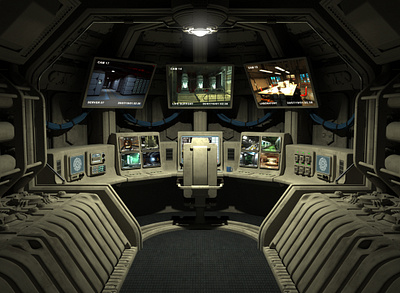 Surveillance 3d card card game chair concept art digital 3d environment future futuristic game game art illustration pipes sciencefiction scifi screen wires