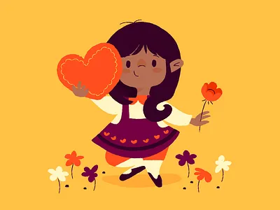 Valentine's Day chocolate flowers hearts illustration kids valentines day