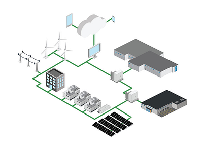 iso vector mircogrid agtech branding energy illustration logo microgrid