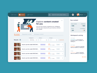 Explore board dashboad desktop illustration list ui