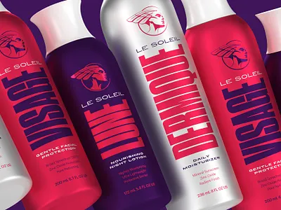 Le Soleil - Identity and Packaging Concept bottle branding god goddess icarus identity luxury metallic product purple red skincare vibrant