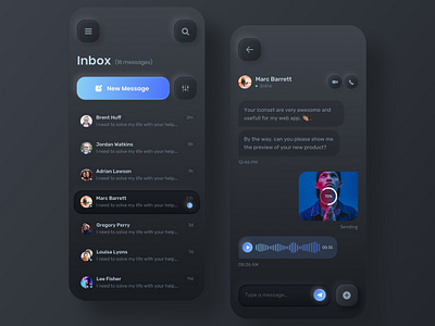 Skeuomorph Email Mobile App Exploration app app inspiration black component dark dark ui email exploration inbox list skeumorphic skeumorphism skeuomorph ui