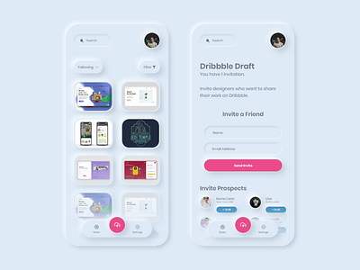 Dribbble Neumorphic App | 1 Invite Giveaway