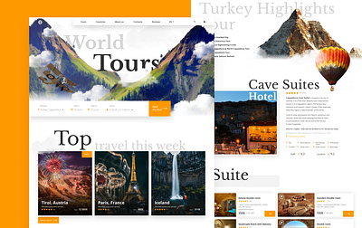 Travel Website balloon booking design hiking tour trip turkey ui web