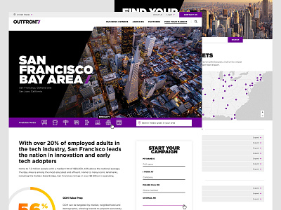 Outfront Website Redesign billboards design home page iconography interactive landing page outfront purple typography ui web design