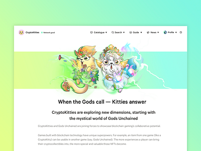 CryptoKitties - Gods Unchained art direction blockchain character crypto cryptokitties dapper dapperlabs design game art game ui illustration kitties landing page typography ui vancouver website