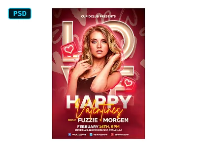 Valentine's Day PSD Flyer 3d text flyer graphicriver heart love pink psd psd flyer valentines valentines day valentines day bash valentines day flyer