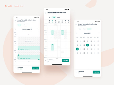 Uplet Calendar views agenda app booking calendar calendar app ios mobile schedule time ui