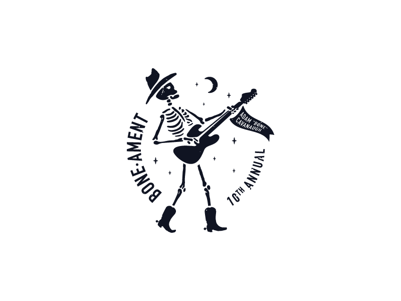 Bone-a-ment Tournament Design boots branding concept design dribbble flag follow me fun guitar hat logo moon project shot skeleton stars