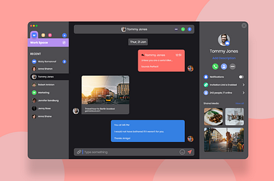 Messenger Desktop Dark-mode desktop messenger ui design uidesign website design