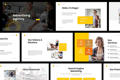 Advertising Agency Powerpoint Presentation advert advertising agency analysis creative digital director googleslides keynote marketing media minimal powerpoint presentation promotion proposal social