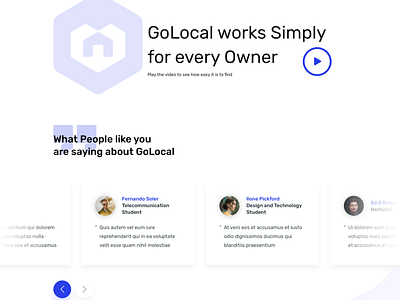 GoLocal - Testimonials design golocal iconography illustration taran testimonials typography ui uiux ux web web design website website design