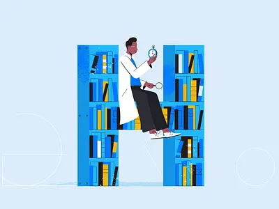 Today’s letter is H. 2d animated explainer animation books bookshelf business character design digital explainer illustration library magnifying glass motion motion graphics tech tech explainer technology timepiece vector