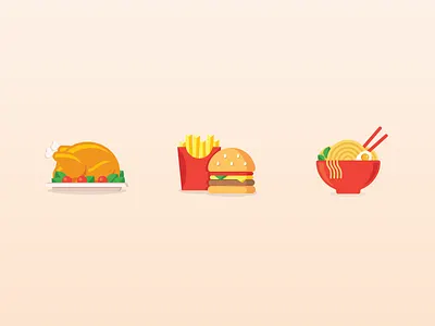 Food Icon chicken chips food hamburger icon noodle ramen