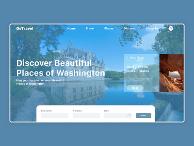 Travel Webpage Design - GoTravel adobexd design graphicdesign light minimalist travel travel agency travel app travelling trips ui uiux uiuxdesign ux web webdesign website design