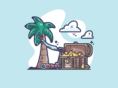 Treasure adobe art cartoon clean color creative designer dribbble flat graphic graphic design illustration illustrator modern pirate portfolio shot simple treasure