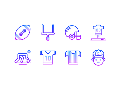 Gradient line: American football american football football gradient icon graphic design helmet icons icons design icons pack icons set illustration infographics nfl outline icon referee soccer sport super bowl ui design ux design vector graphics