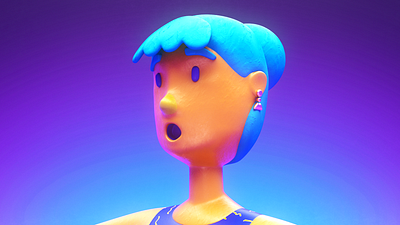 3D model, face view 3d 3dcharacter cartoongirl characterdesign cinema 4d colors redshift runner running cycle trend trend2020