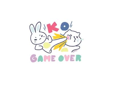 KO-Game Over cute cute animal cute art cute illustration digital art digital drawing digital illustration doodle doodle art drawing illustration kawaii kawaii art kawaii drawing kawaii illustration