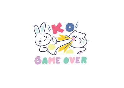 KO-Game Over cute cute animal cute art cute illustration digital art digital drawing digital illustration doodle doodle art drawing illustration kawaii kawaii art kawaii drawing kawaii illustration