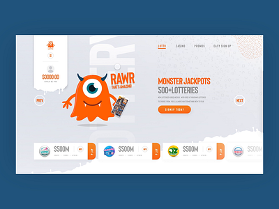 Monster Lotto - Casino, Lotto, & Sportsbook adobe xd branding casino design gaming grid landing page layout lottery slots sportsbook ui web