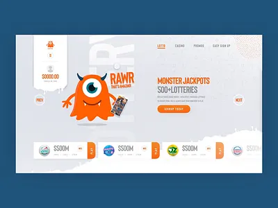Monster Lotto - Casino, Lotto, & Sportsbook adobe xd branding casino design gaming grid landing page layout lottery slots sportsbook ui web