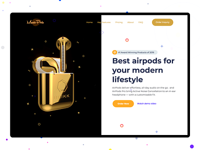 Music Airpods Product Site Concept airpods apple apple design banner ad banner design card card design ecommerce golden header design music music app order product branding product card product website sandeep sandy webdesign