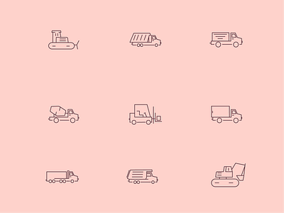 Roicons - construction vehicles icon set bulldozer car cars construction design excavator flat icons forklift half truck icon design icon pack icons roicons truck vehicles