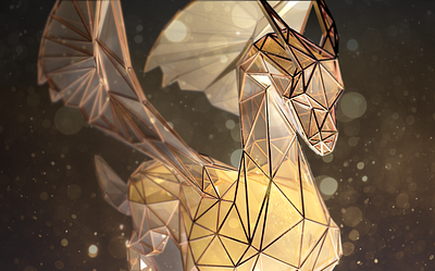 «Antifragility» Illustration 3d 3d art c4d cg cg art cinema 4d digital art dragon fantasy glass gold illustration low poly modeling render wings