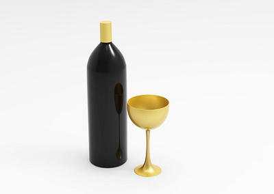 3D Bottle & Glass