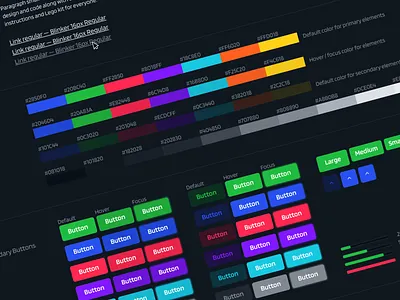 bizon360 design system dark buttons color palette color scheme colors component library components dark theme dark ui design system designsystem icons link paragraph progress bar style guide styleguide