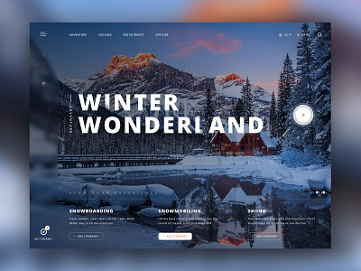 Winter Wonderland Adventure Experience adventure clean clean ui concept dribbble experience interface landing page minimal mountain reflection snow ui ui design ux video water web design website winter