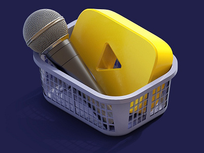 Media 3d icon 3d app basket cinema4d design icon illustration interface media menu microphone render teaser video web youtube