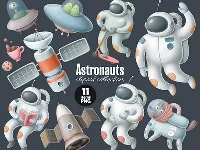 astronauts clipart png alien astronaut character dog illustration spacedchallenge spaceman spaceship ufo