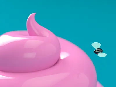 Arale's Poop Close-Up 3d 3d art 3d character 3d illustration arale blender blender 3d c4d c4dart character cycles doodle dribble illustration mosquito pink poop render rendering simple