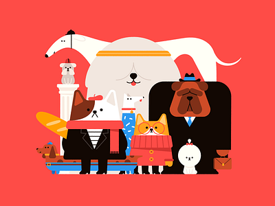 Good Boys Club 2d bulldog character character design dachshund dog doggos dogs flat illustration poodle pupper pupperino shiba