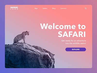 Safari animal duotone duotones gradient landing landingpage minimal nature safari site ui web