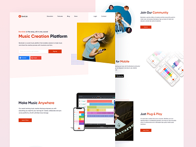 Bandlab Landing Page branding creation design laptop mobile music music app music art music player typography ui ux web