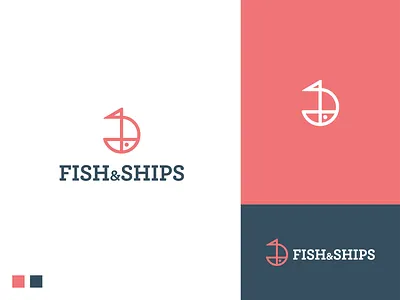 Fish and ships logo app app icon branding fish food logo logodesign nature restaurant salmon sea ship software symbol water