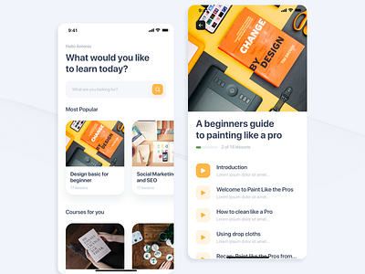 Learning Platform app app design course design learning minimal mobile ui online learning ui
