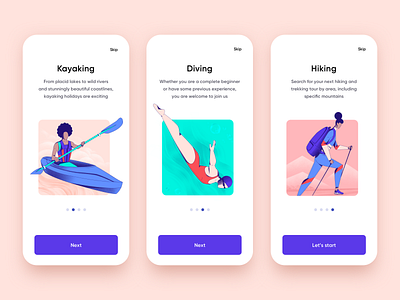 Sports App Onboarding app app design illustraion mobile app mobile app design mobile design mobile ui onboarding onboarding screen onboarding ui tourism tours travel travel agency travel app traveling