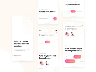 Smart Home Assistant - Conversational Onboarding assistant chatbot conversational mobile onboarding personal questions smart home survey ui