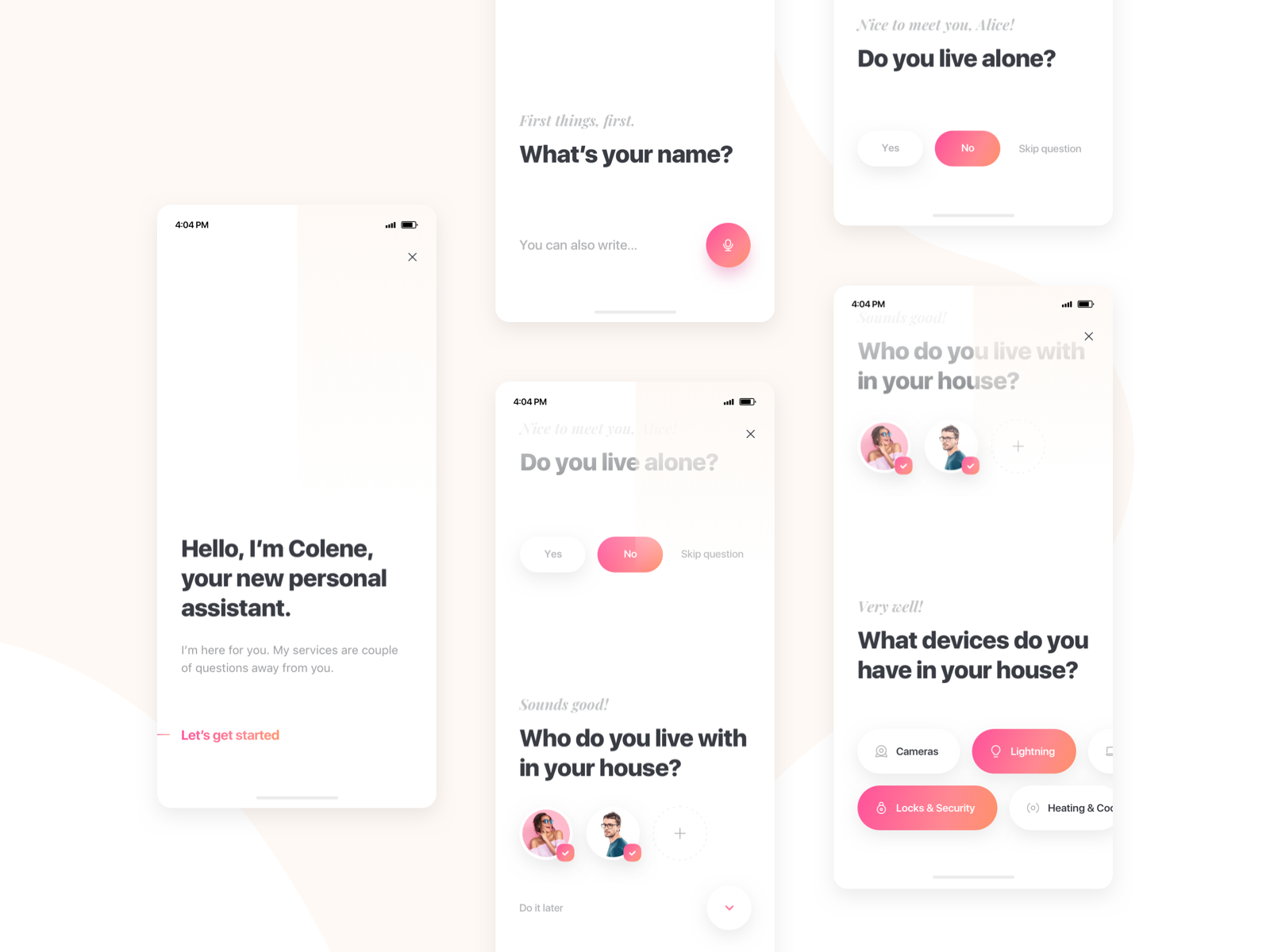 Example of Smart Home Assistant - Conversational Onboarding