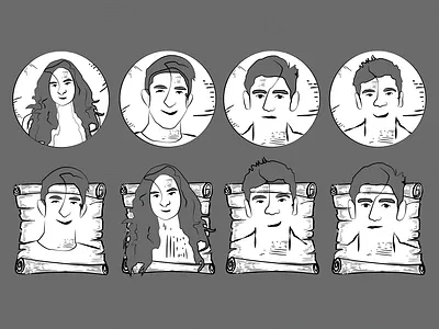 Vintage portrait drawings boy character design education website facebook girl graphicdesign illustration portrait vector vintage vintage design web design website young