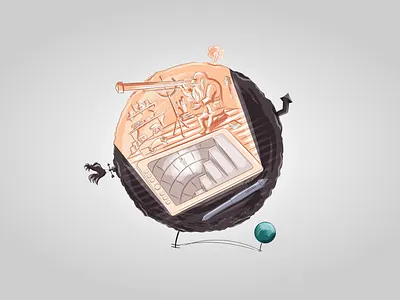 Planet Wacom astronomy attic cat concept art contrast drawing tablet grunge texture illustration old man planet rooster stairs telescope wacom wise men