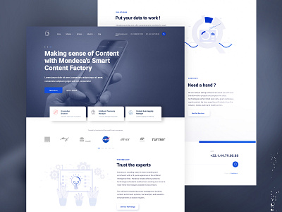 Landing Page agency branding landingpage landingpagedesign logo minimal mondeca onepage slider ui uidesign ux uxdesign vector web www